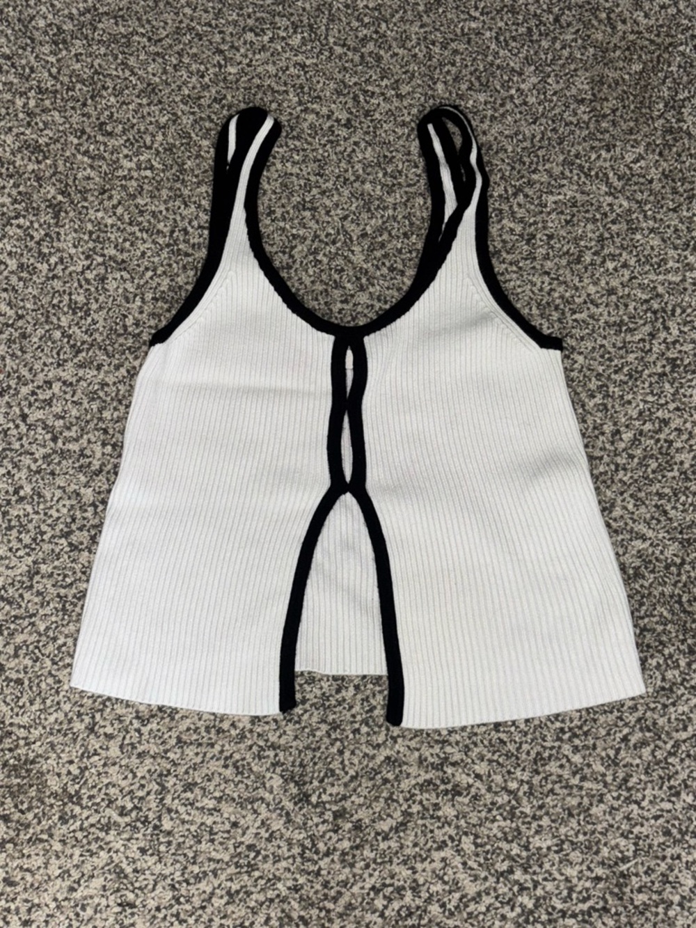 Abercrombie & Fitch White Ribbed Tank with Black Trim